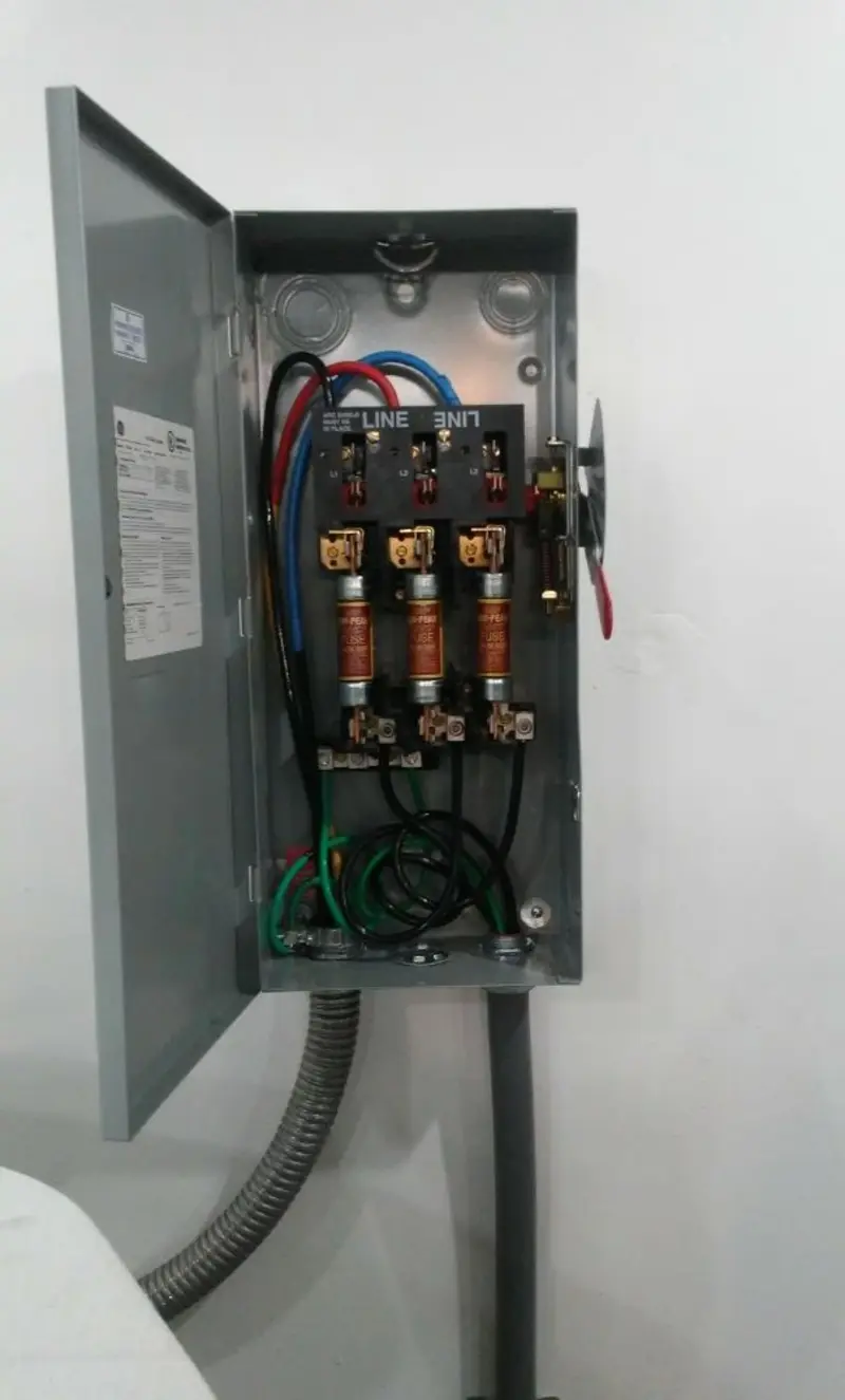 Three-phase disconnect switch installed for Electrical Wiring & Rewiring in West Bradford